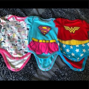 Set of 3 DC Comics Onesies 3-6 Mos